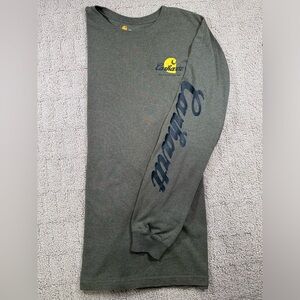 Men’s Carhartt long sleeve tee. Size 3XL. Olive green with black & yellow print